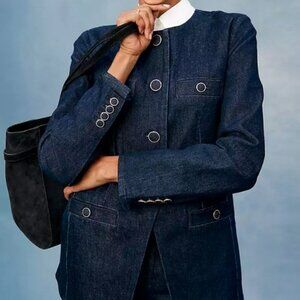 Ann Taylor Split Hem Denim Blazer NWT